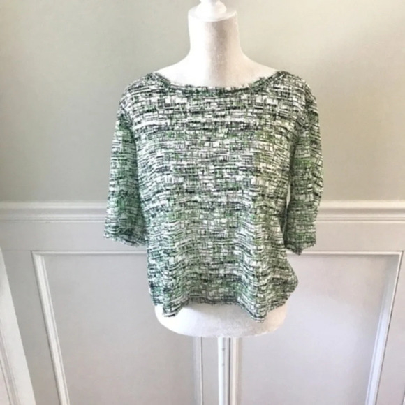 Tracy Reese Lace Printed Top Blouse Green Small - Picture 1 of 5